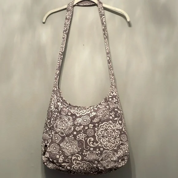 THIRTY-ONE SACK PURSE GRAY AND WHITE FLORAL - Picture 2 of 7